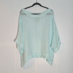 J.Jill Pure Jill 100% Linen Asymmetrical Sheer Tunic Top Size XL Lagenlook